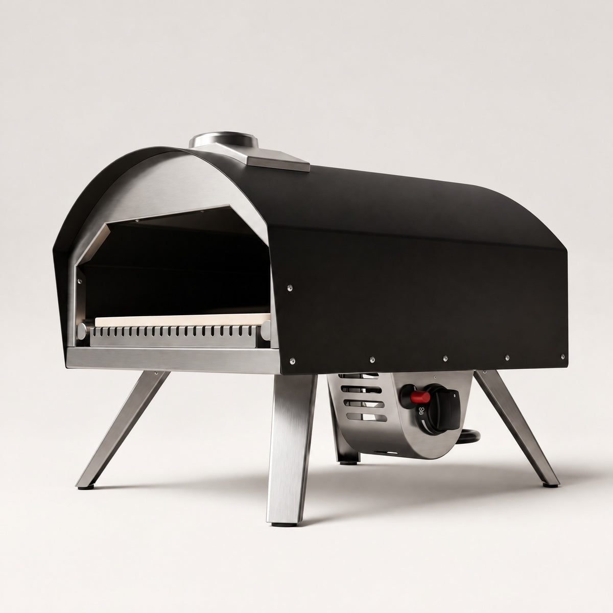Foldable Gas Pizza Oven, Black - side view