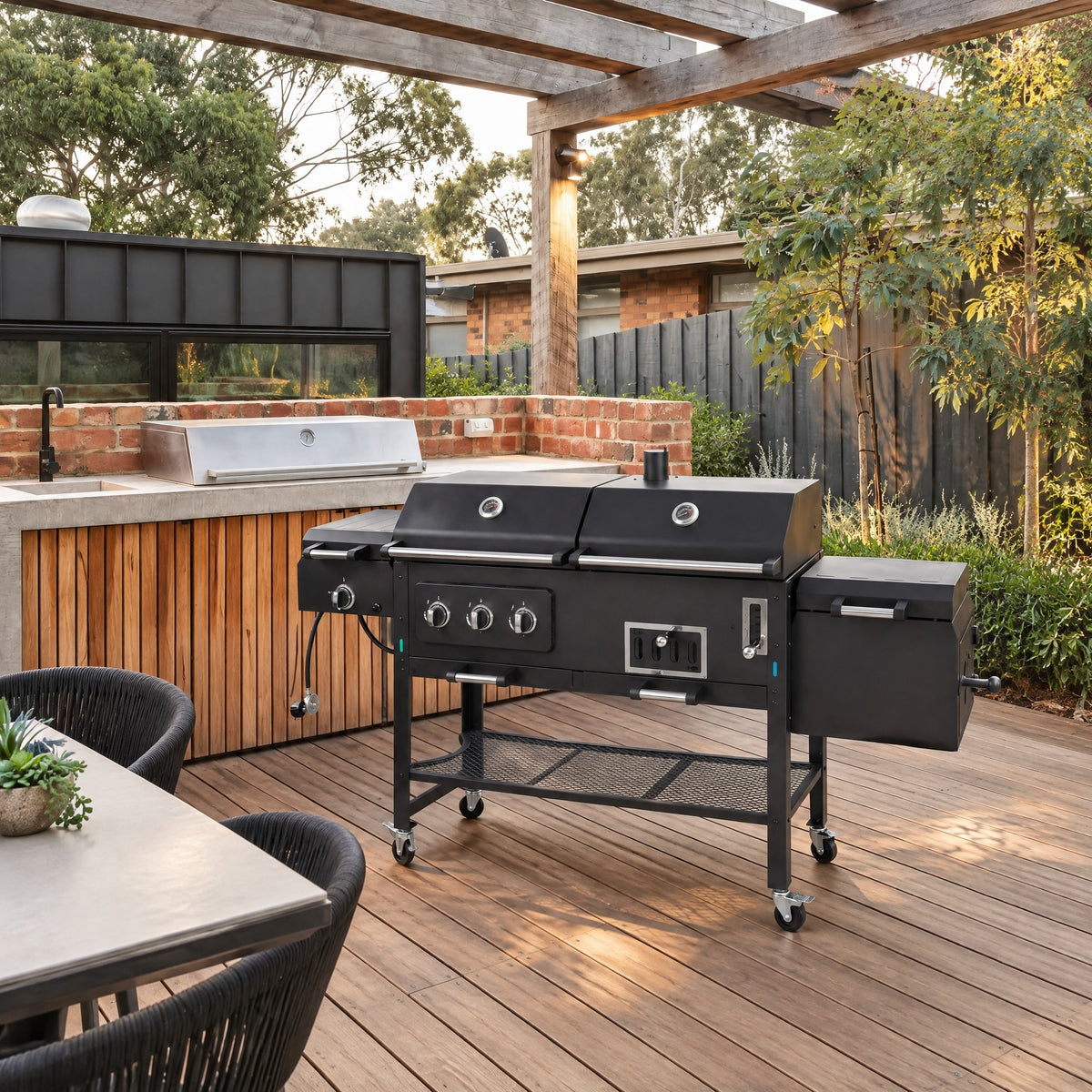 Gas and Charcoal Combo Grill