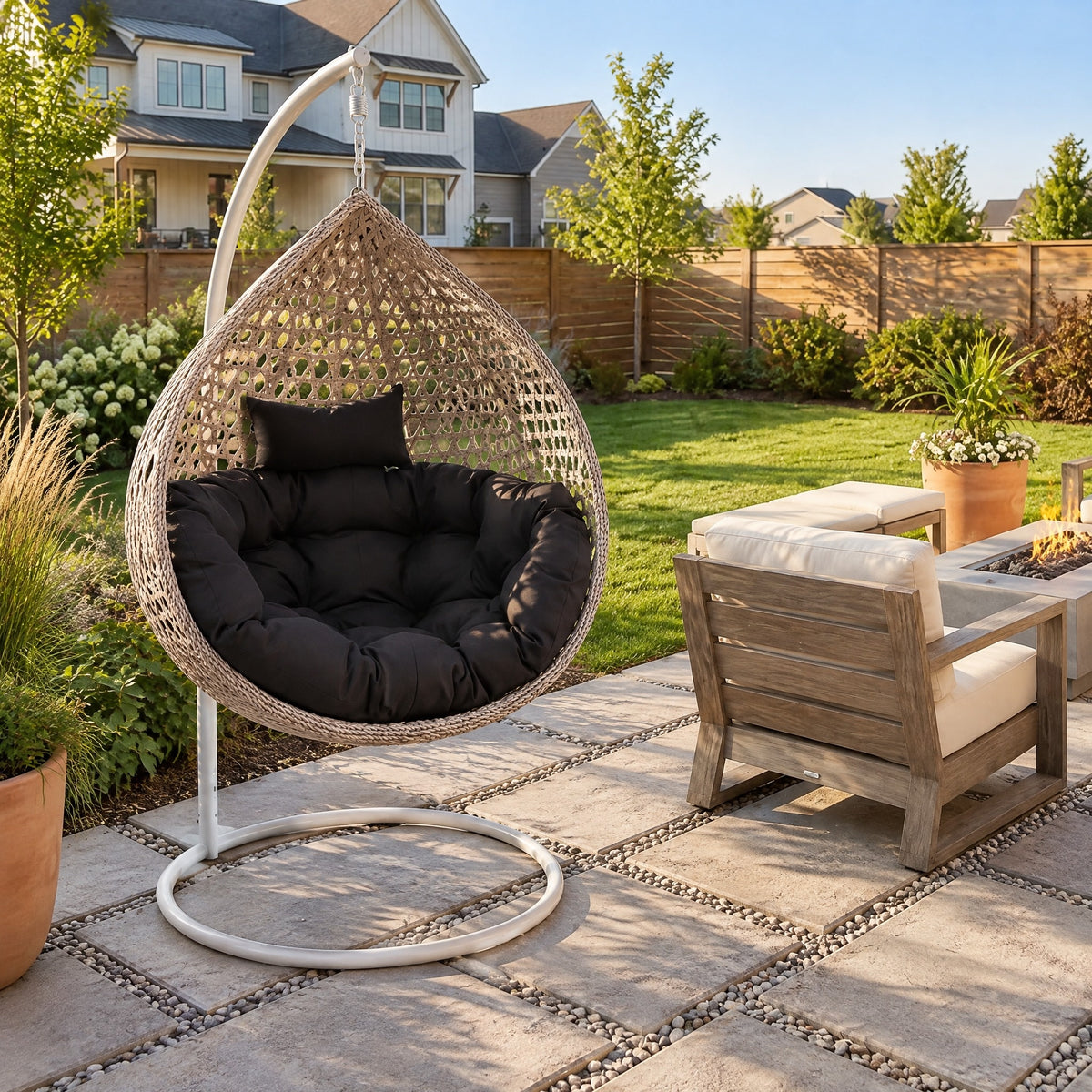 Hanging Rattan Egg Chair, Modern