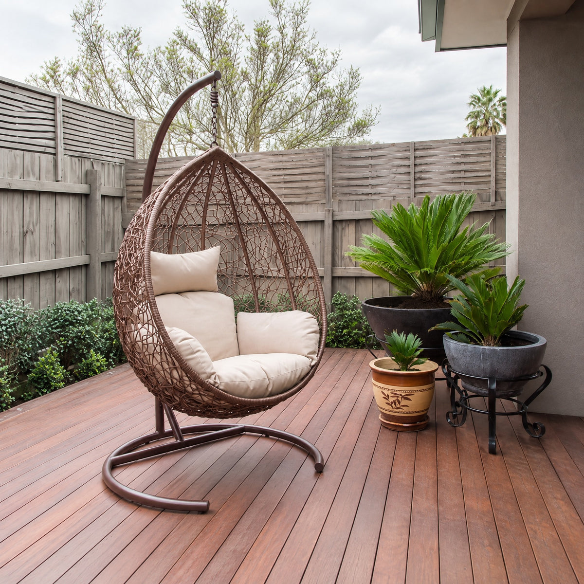 Hanging Rattan Egg Chair with Stand