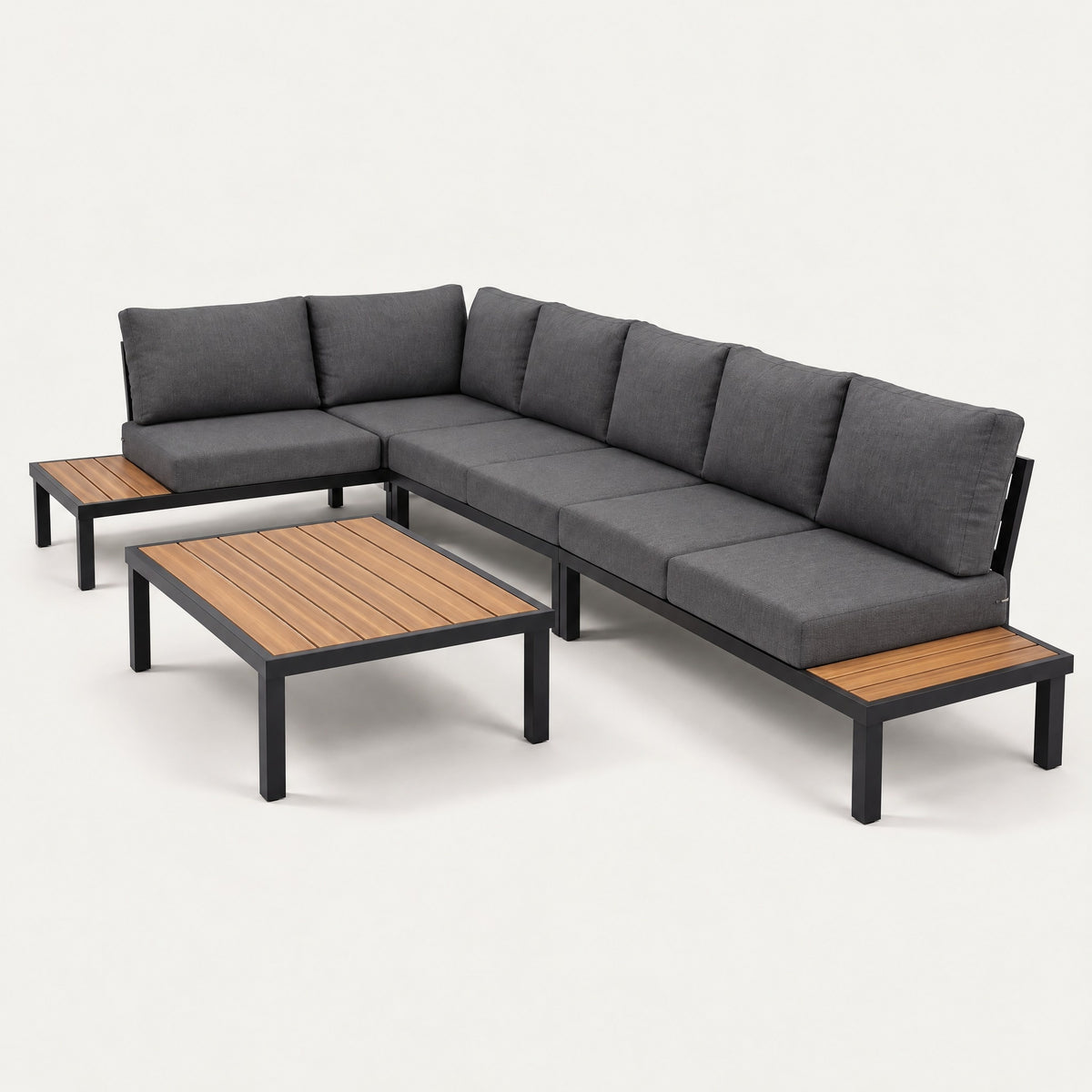L-Shaped Outdoor Lounge Set with Coffee Table - side view
