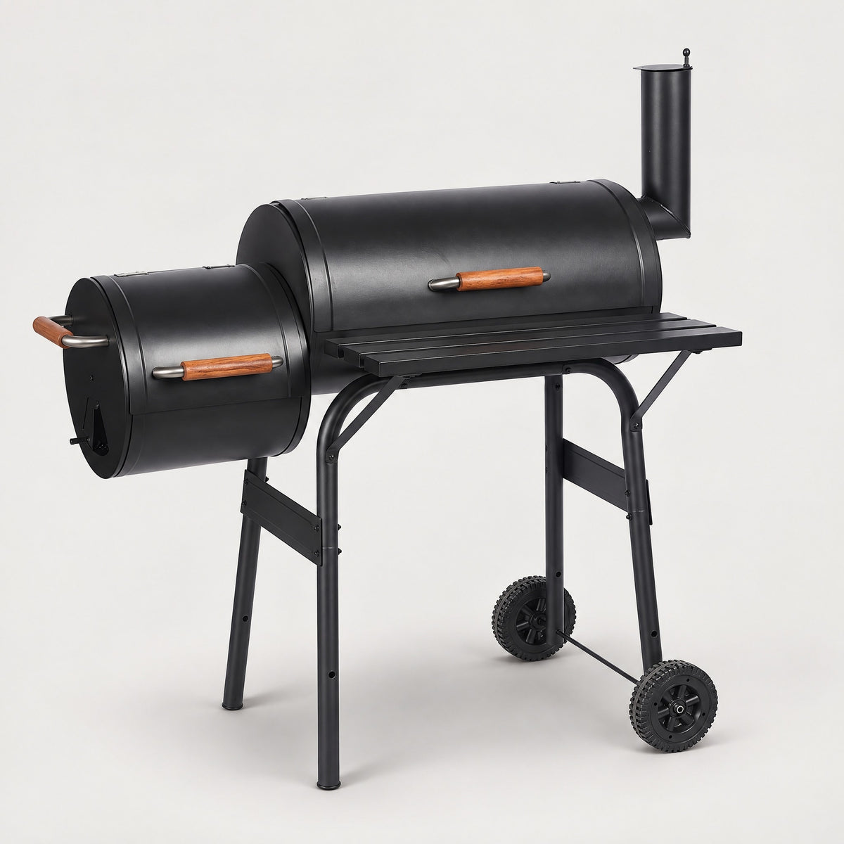 Large Charcoal BBQ with Wooden Handles - side view