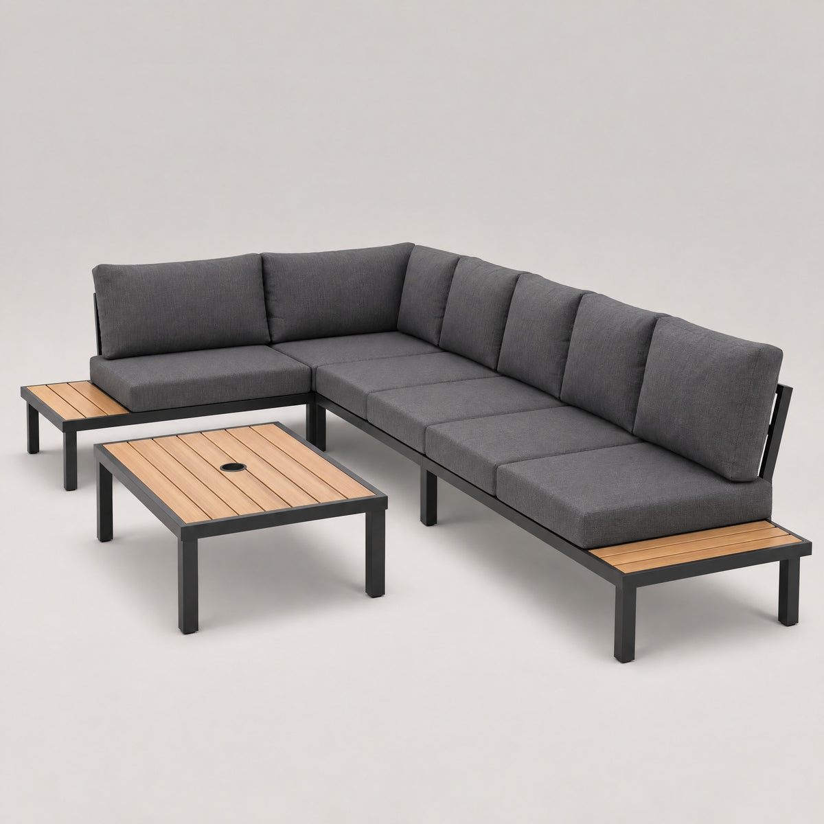 Modern Outdoor Corner Sofa with Coffee Table - side view