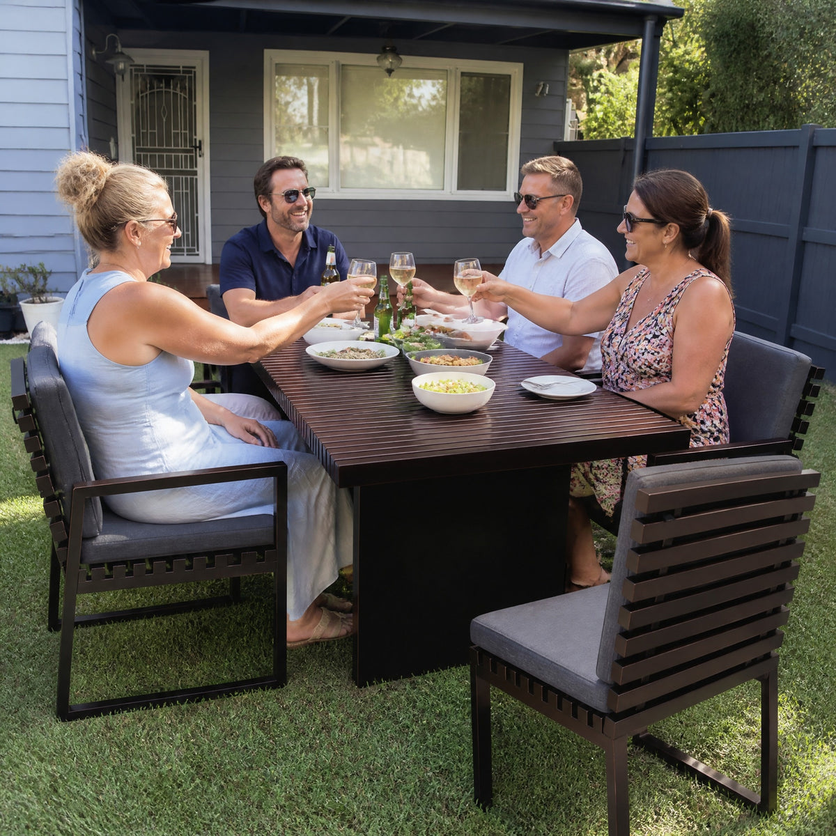 Modern Outdoor Dining Set - in use