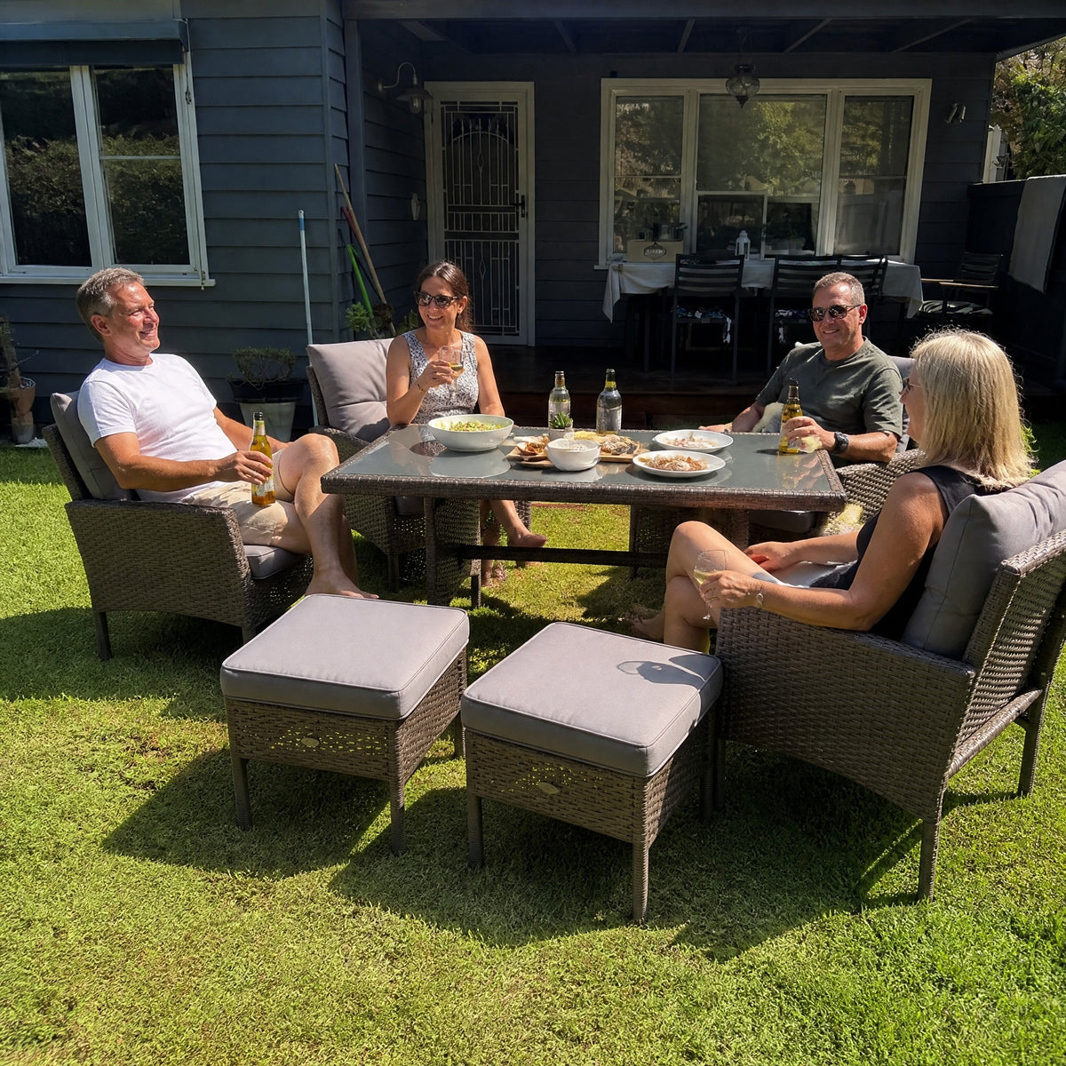 Rattan Outdoor Lounge and Dining Set - in use