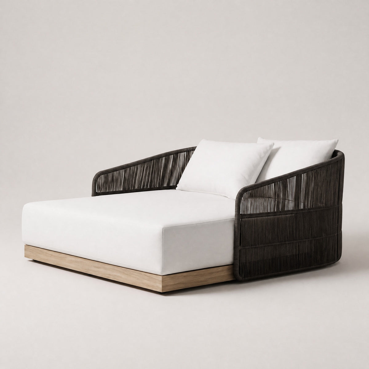 Rope Outdoor Daybed, Aluminium Base - side view