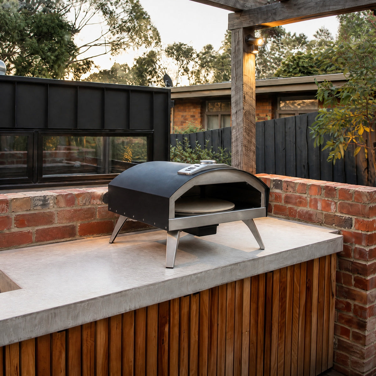 Rotating Gas Pizza Oven 16" - in an Australian backyard