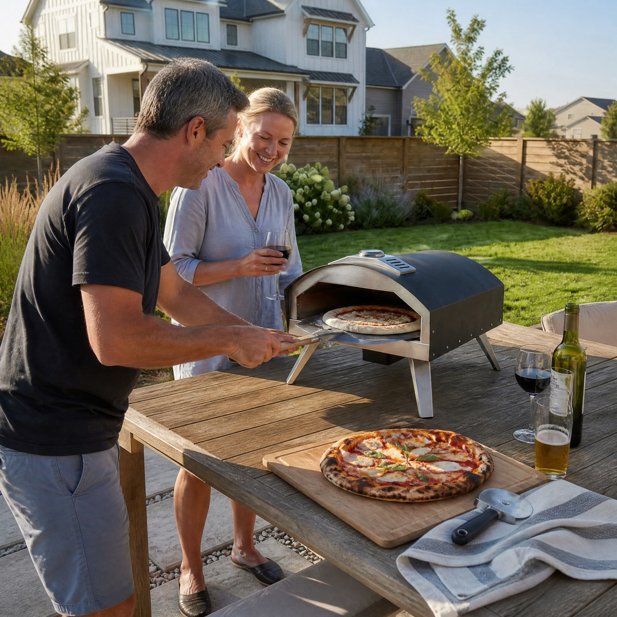 Rotating Gas Pizza Oven 16" - in use