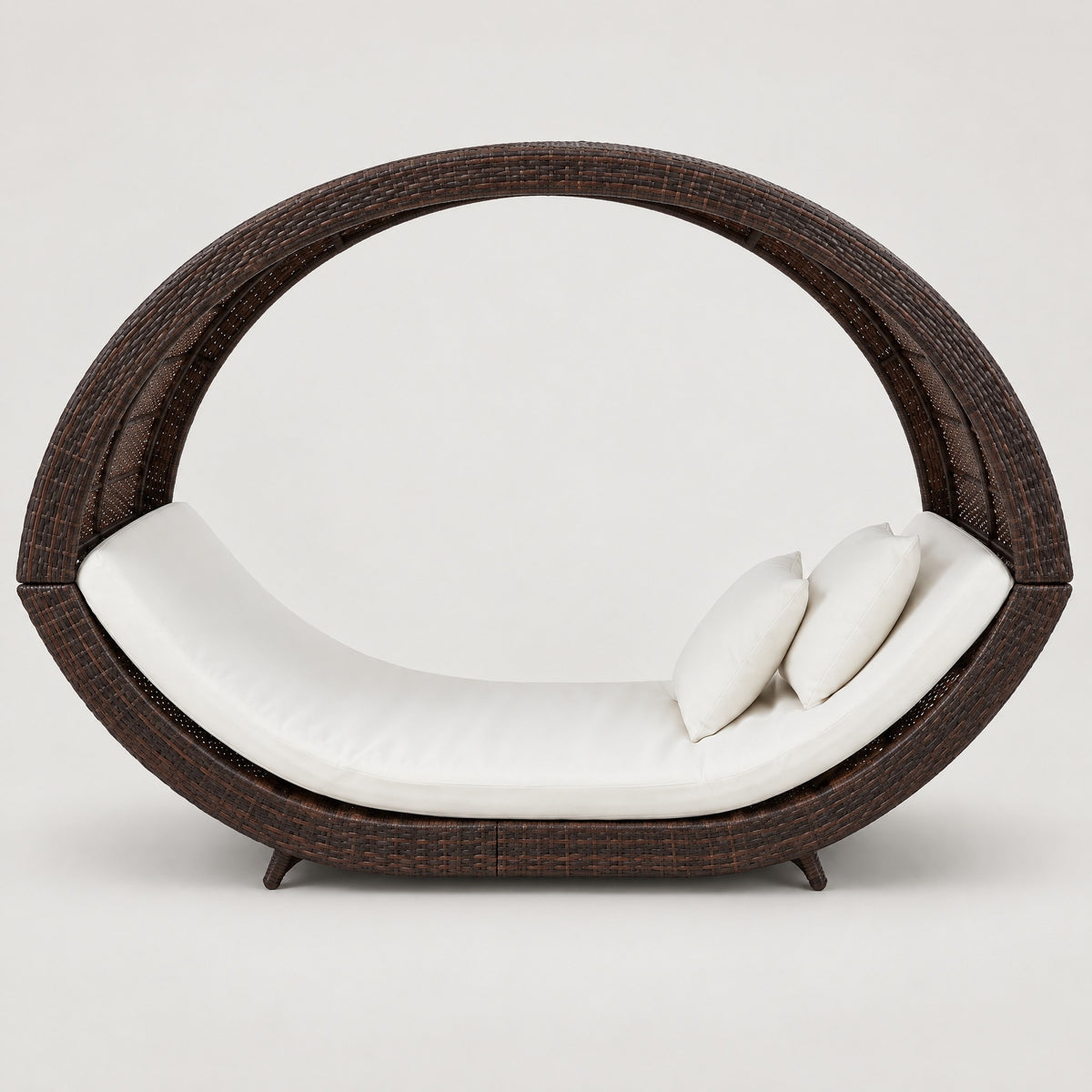 Round Rattan Daybed with Canopy - front view