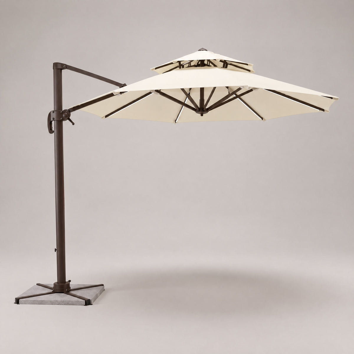 Solar LED Cantilever Umbrella - side view