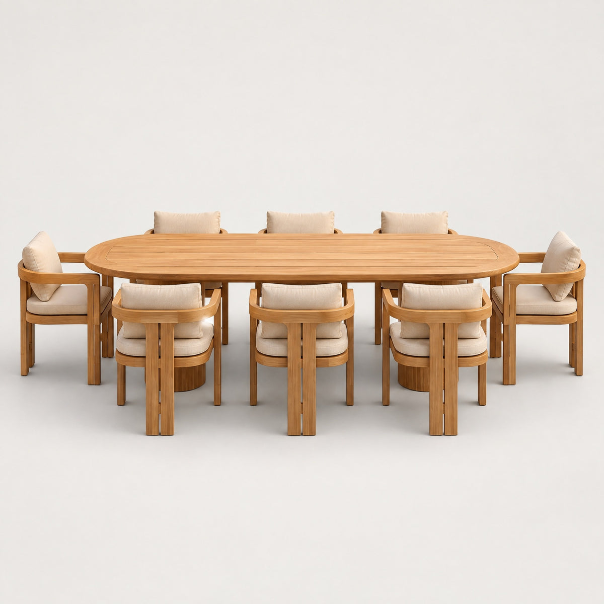Solid Teak Outdoor Dining Set - front view