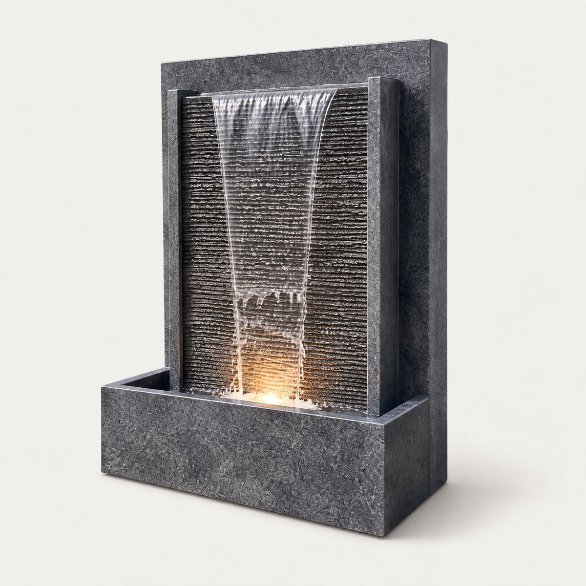 Stone Water Wall Fountain with LED - side view